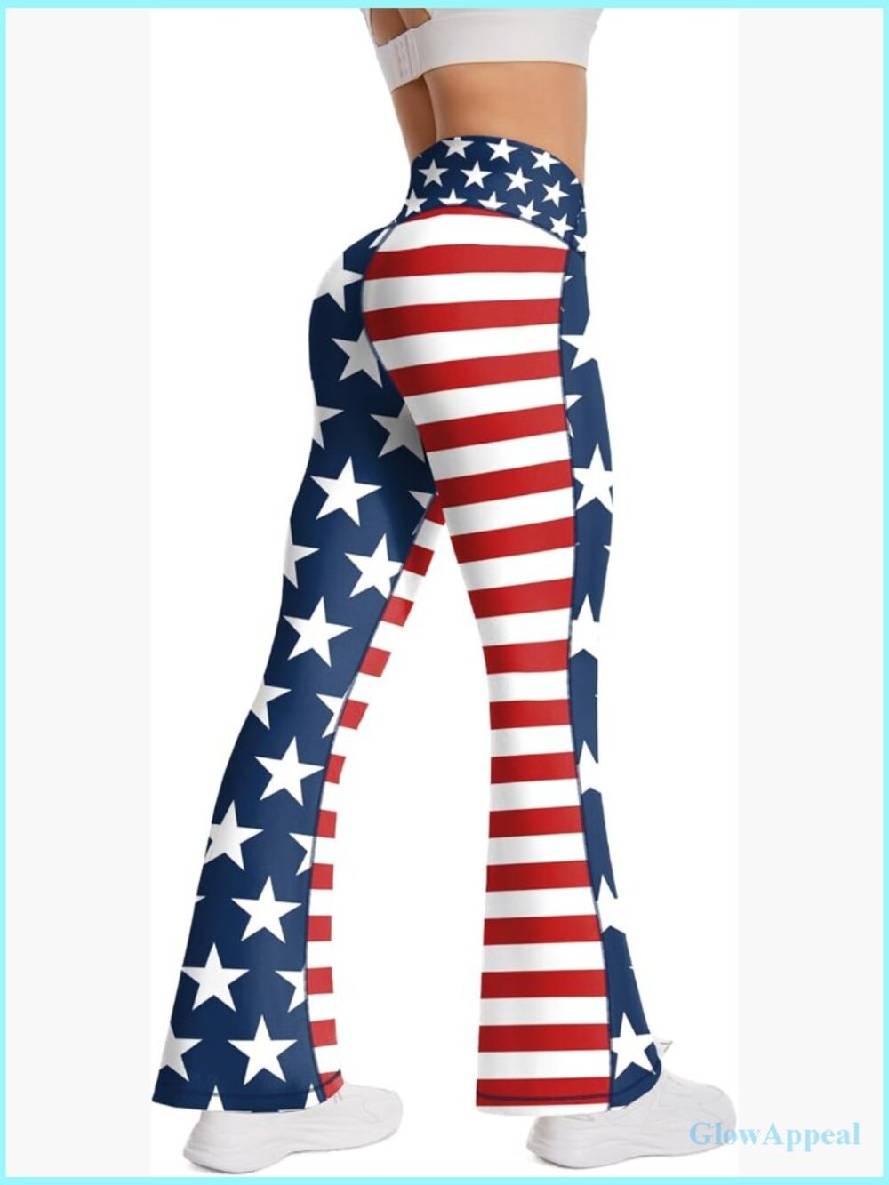 High Waist Flared Leggings Bell Bottom Yoga Pants USA Flag Patriotic
